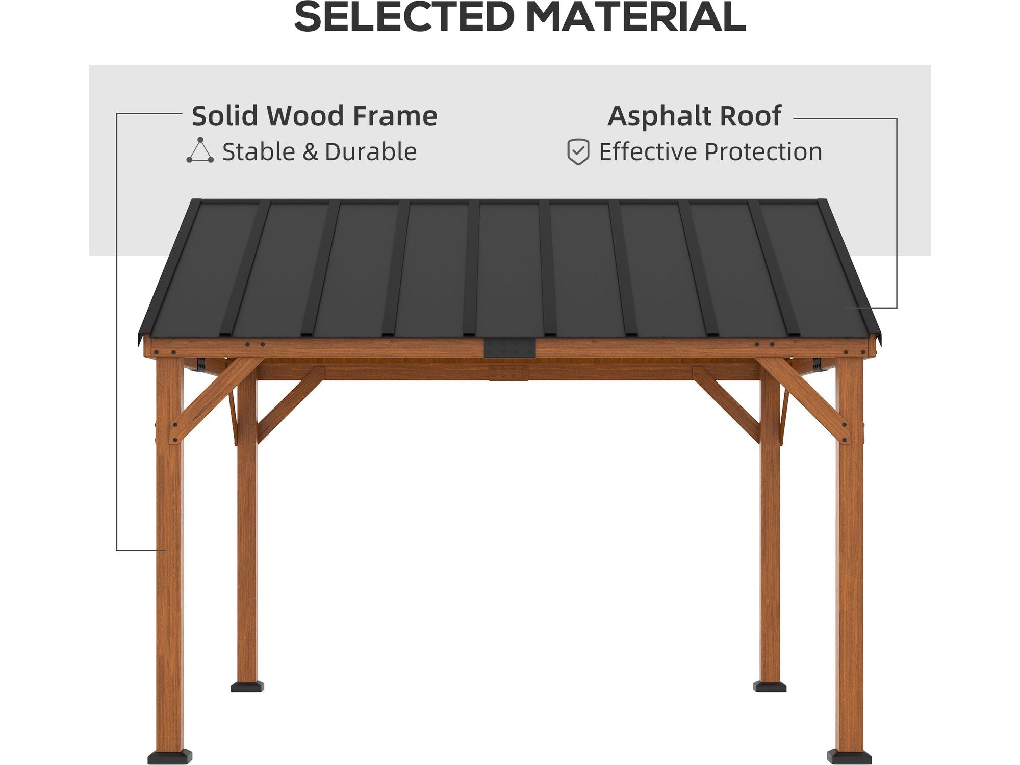 11' x 12' Hardtop Gazebo with Wooden Frame and Waterproof Roof - Brown