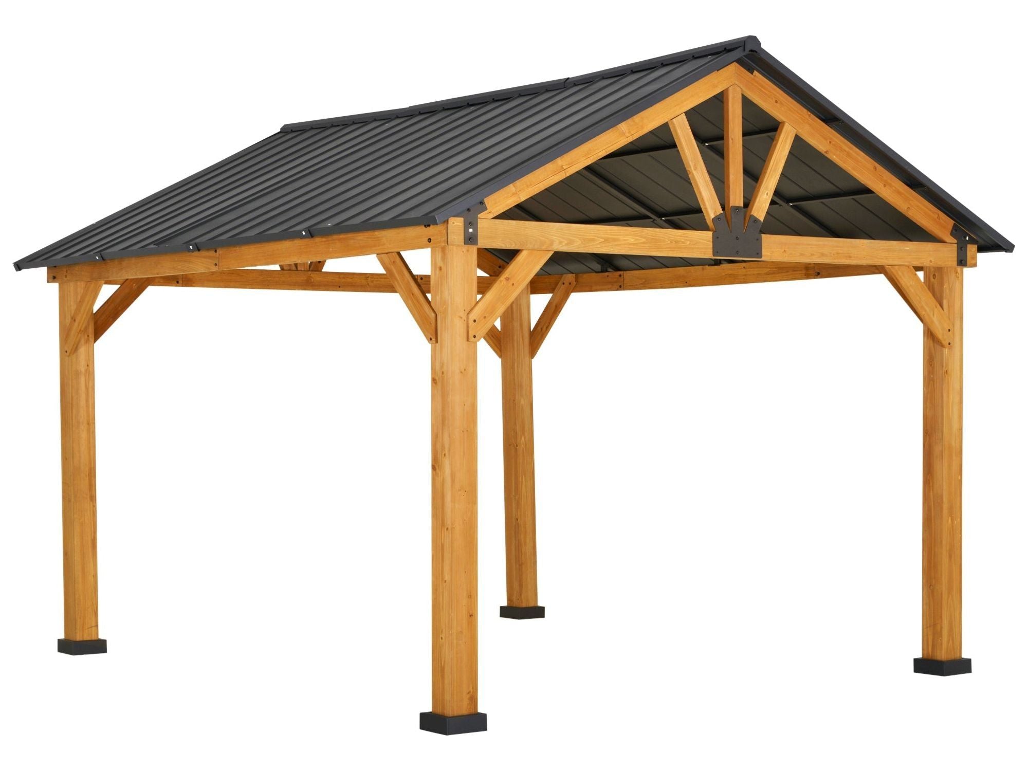 11' x 13' Hardtop Gazebo with Galvanized Steel Roof - Natural & Black