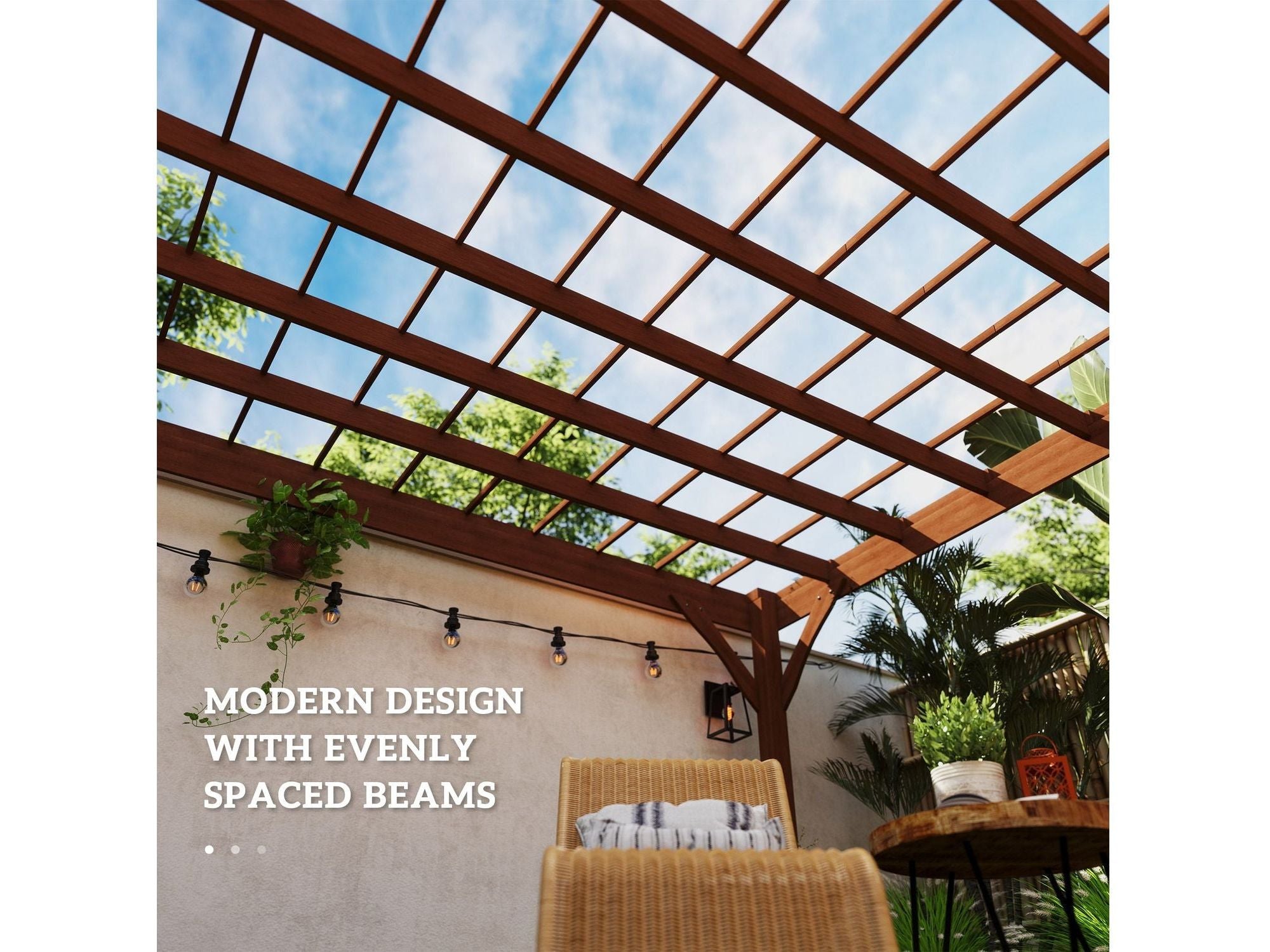 12' x 20' Outdoor Wooden Pergola - Brown