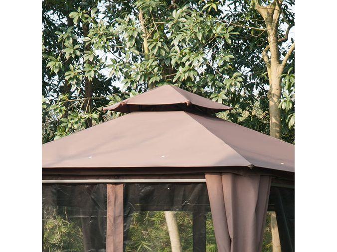13' x 13' Double Roof Hexagon Outdoor Gazebo - Coffee