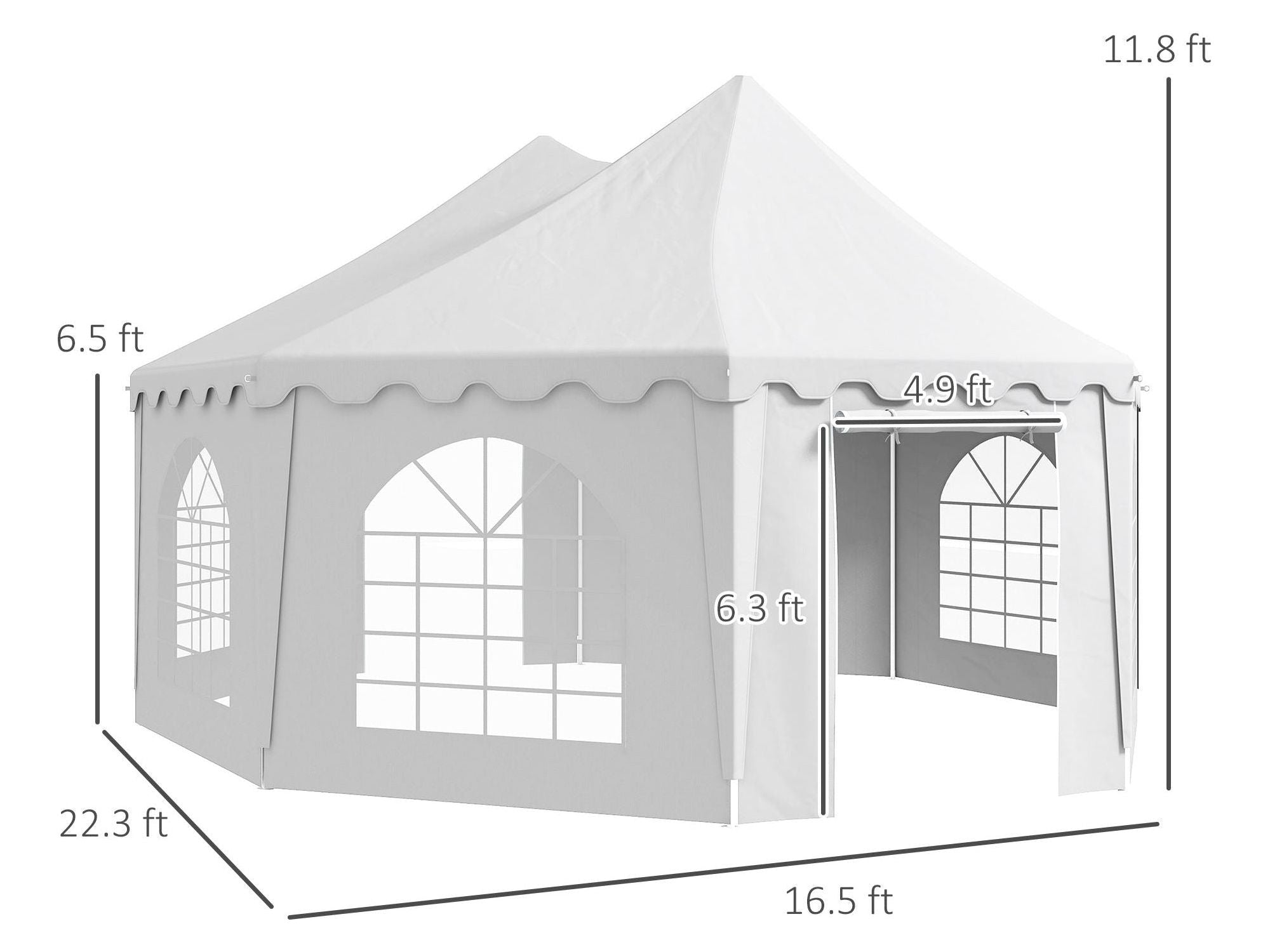 22.3' x 16.4' Large 2 Doors Party Tent - White