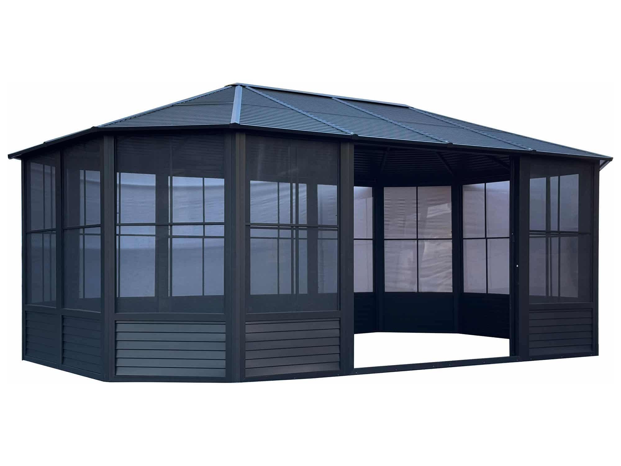 Florence Solarium with Metal Roof 12 Ft. x 18 Ft. Black