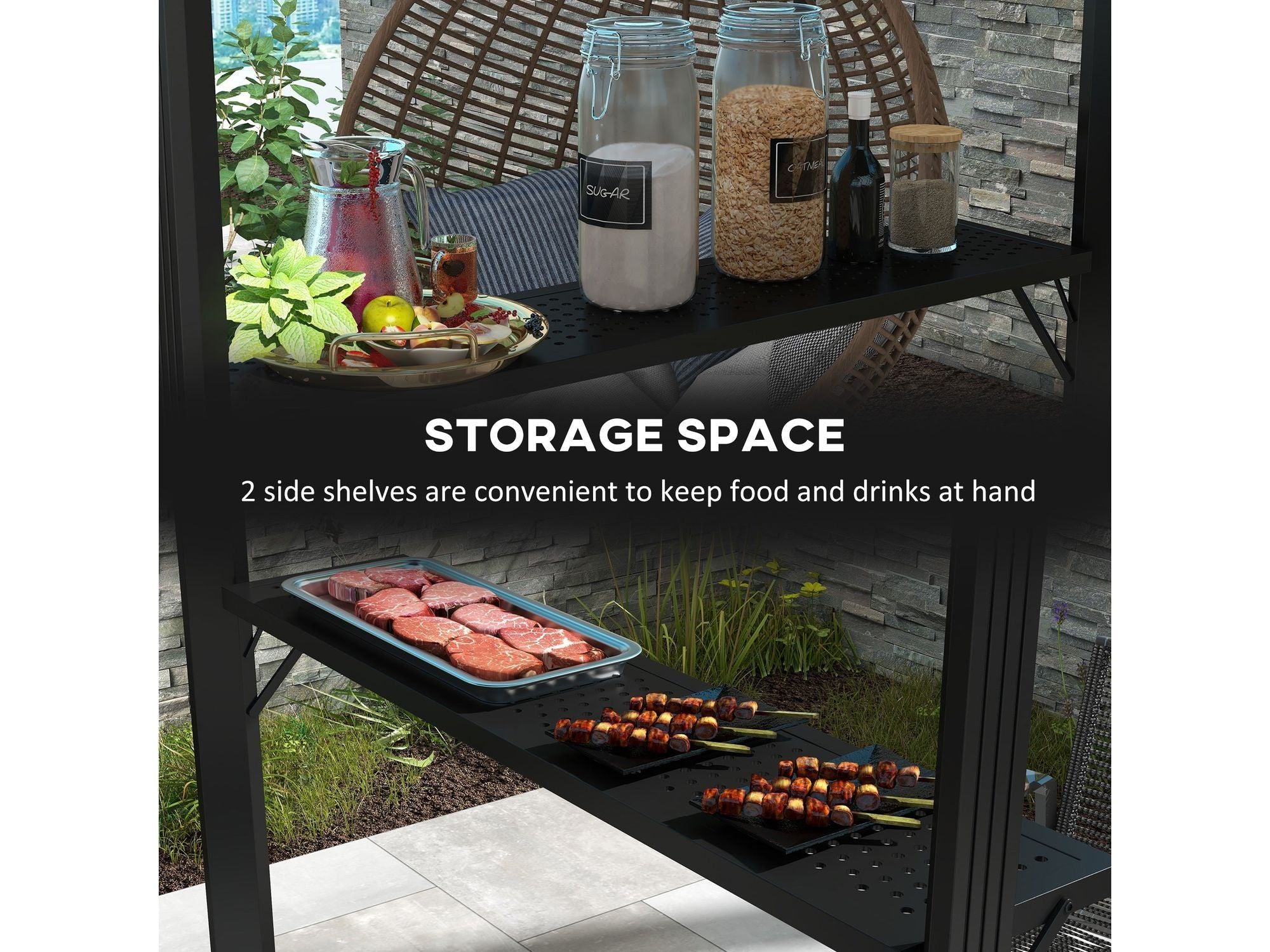 6' x 8' Metal Roof BBQ Grill Hardtop Gazebo - Black
