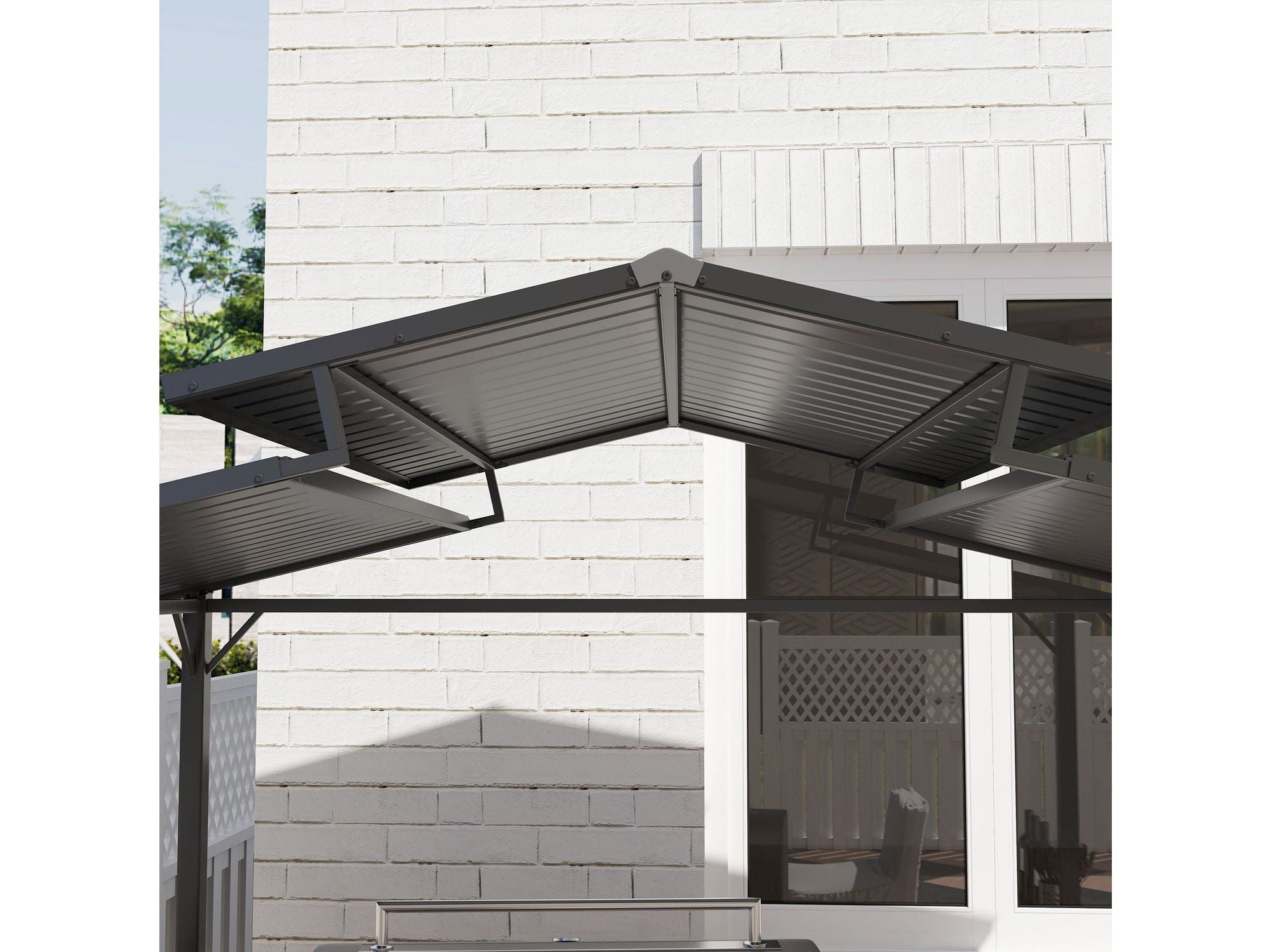 5' x 8' Metal Roof BBQ Grill Hardtop Gazebo - Black