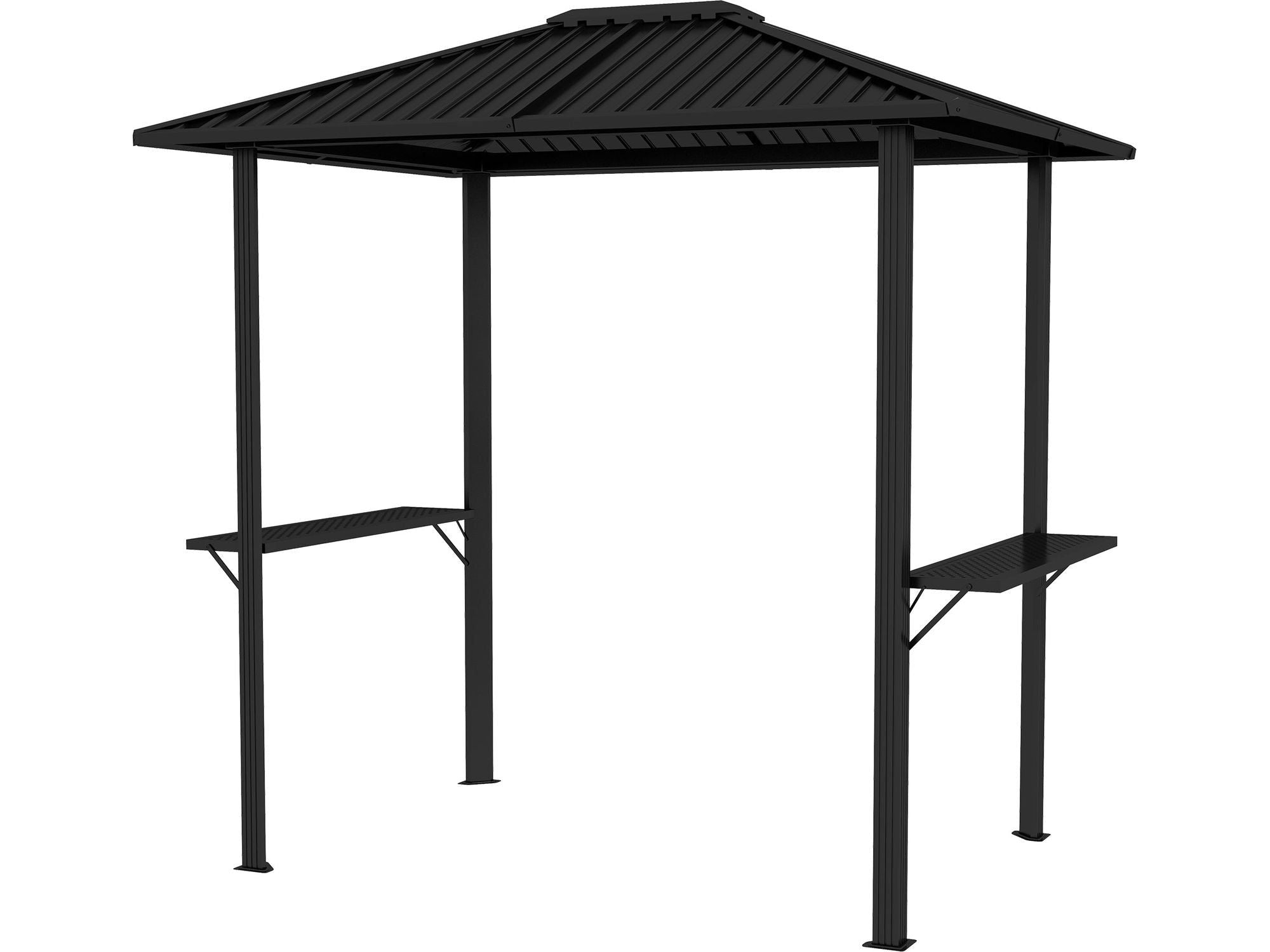 6' x 8' Metal Roof BBQ Grill Hardtop Gazebo - Black