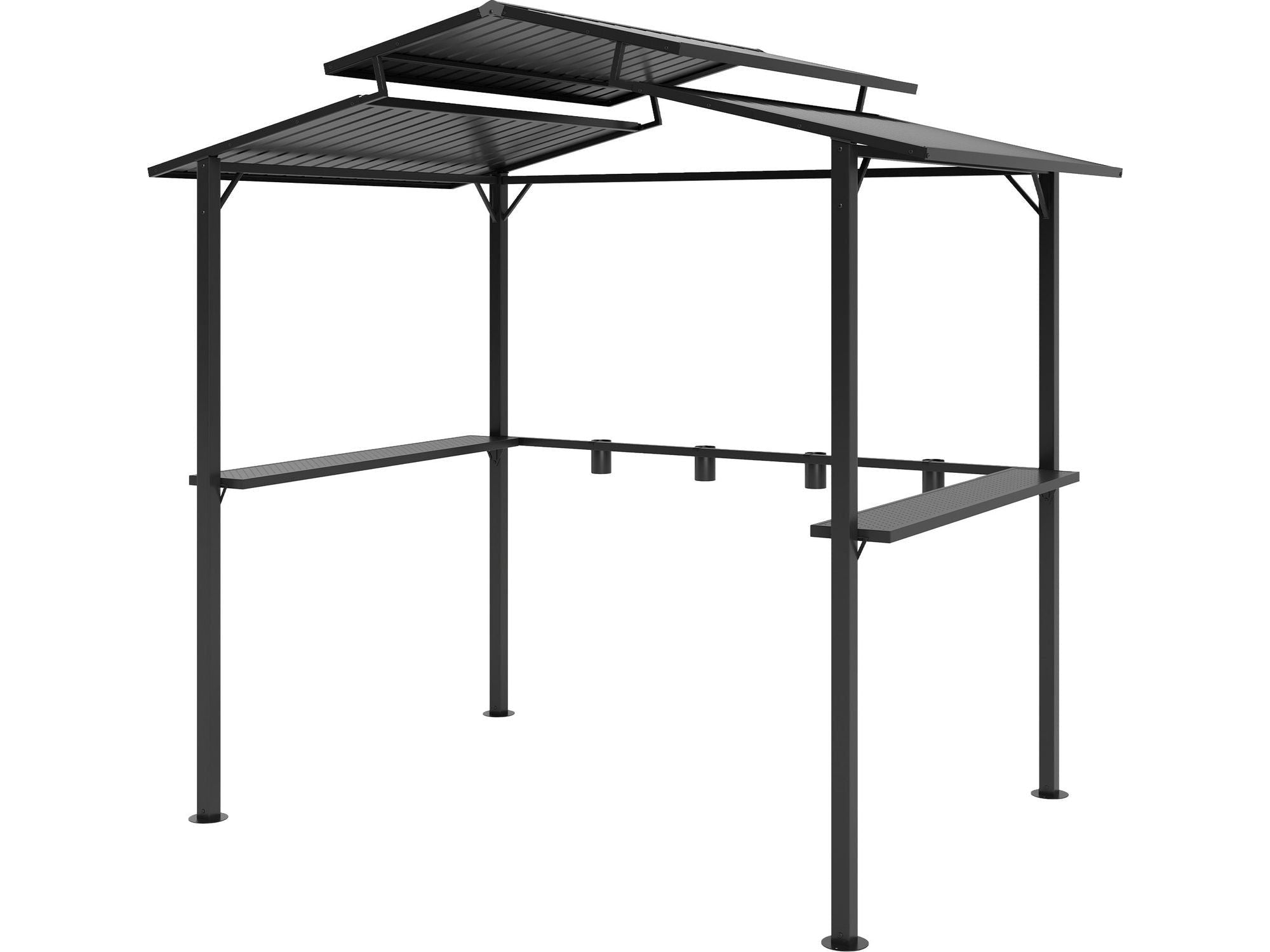 5' x 8' Metal Roof BBQ Grill Hardtop Gazebo - Black