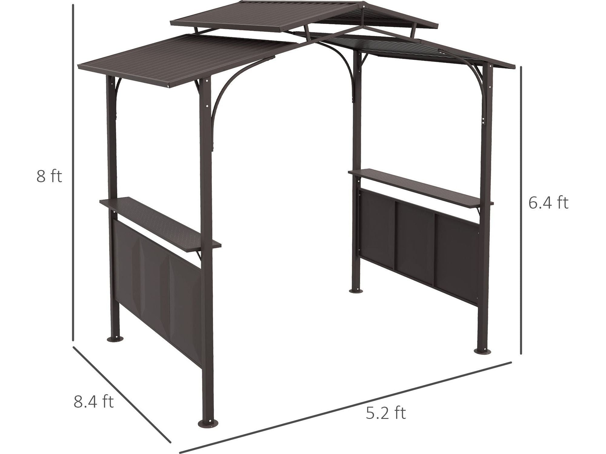 8'x5' BBQ Grill Double Tiered Gazebo - Brown