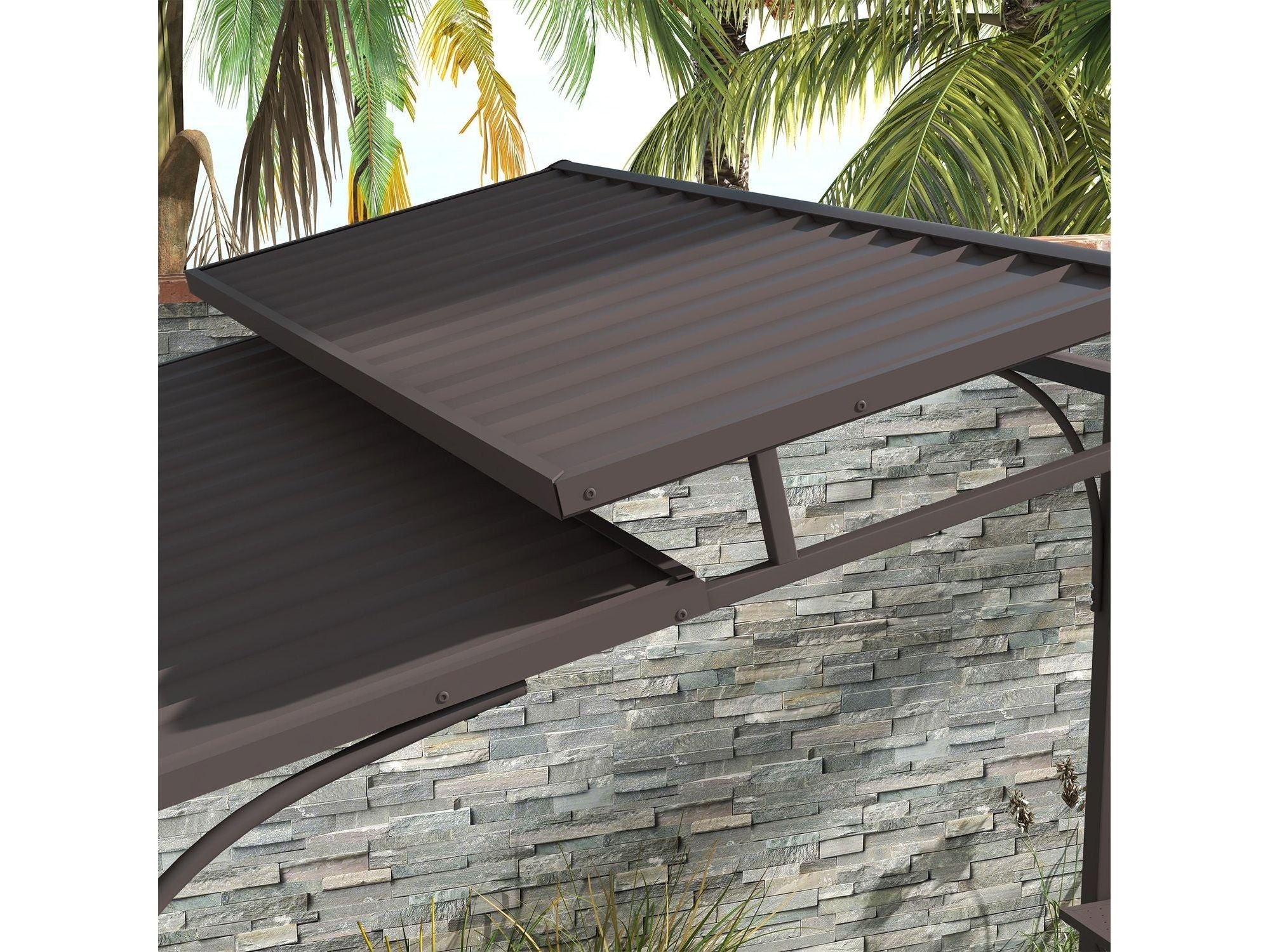 8'x5' BBQ Grill Double Tiered Gazebo - Brown
