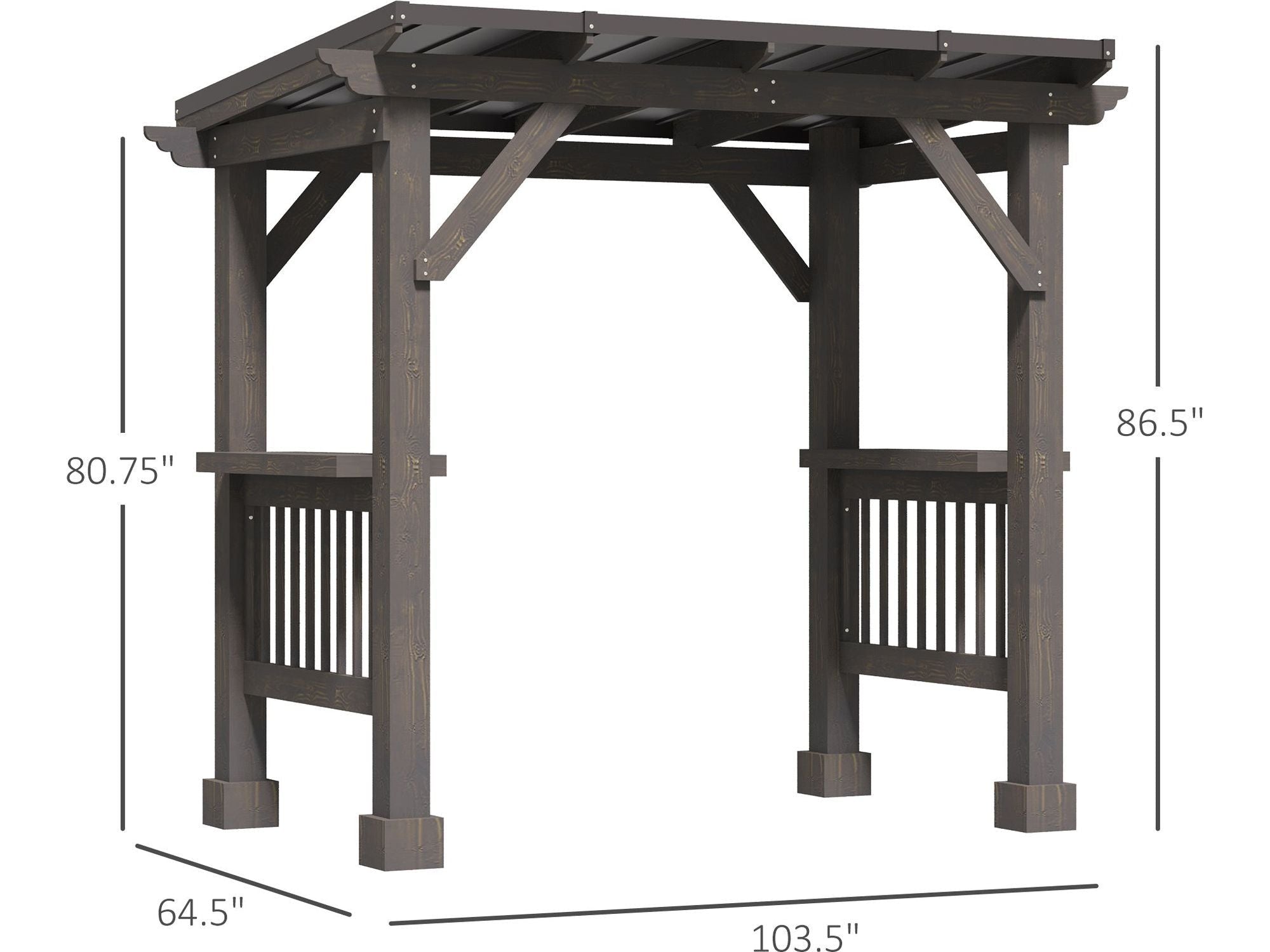 8' x 5' Outdoor Hardtop BBQ Grill Gazebo - Black