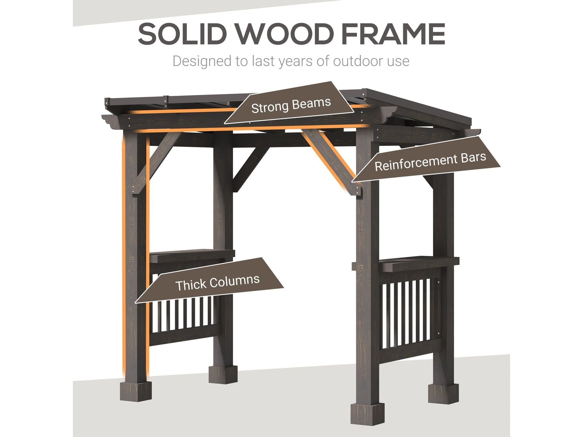 8' x 5' Outdoor Hardtop BBQ Grill Gazebo - Black