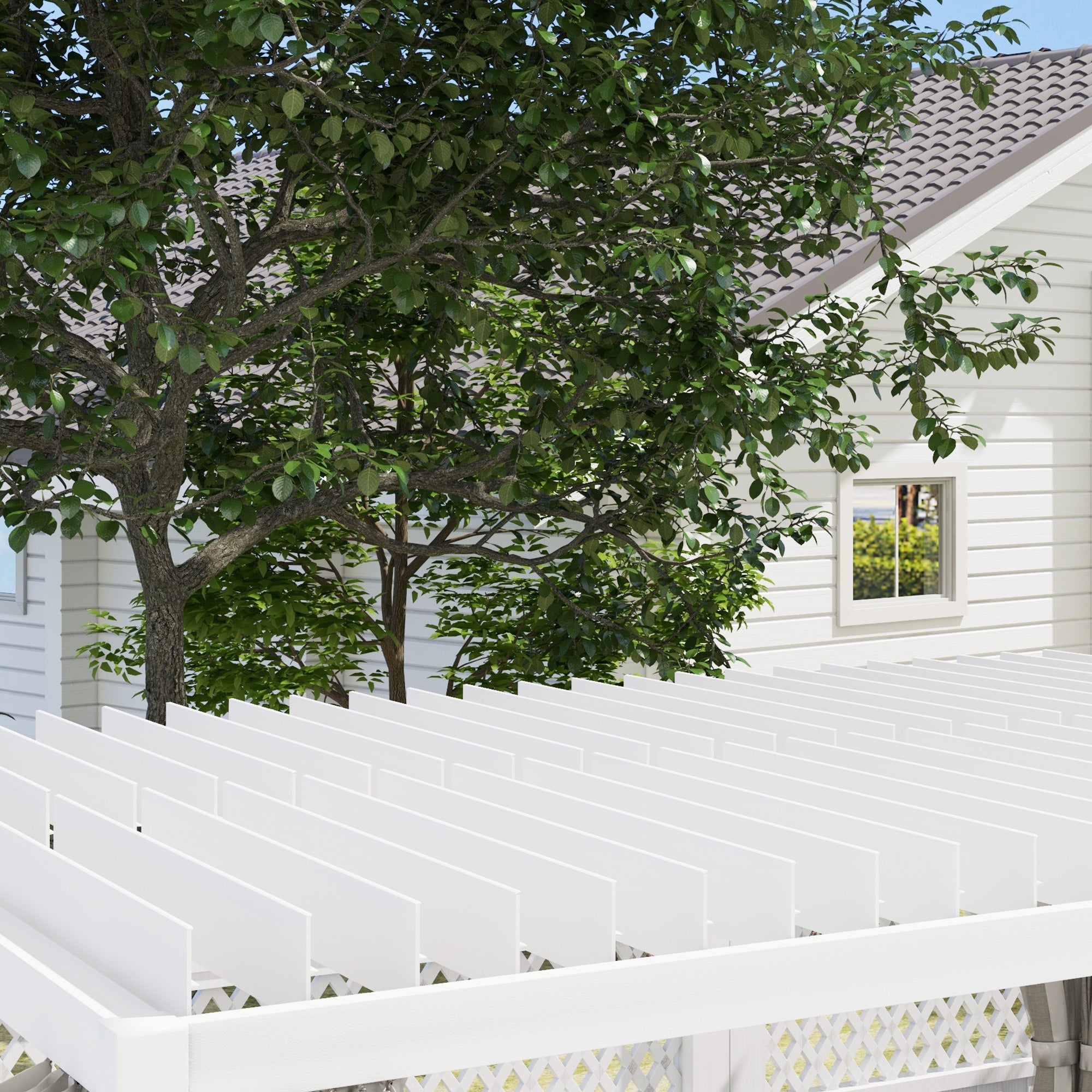 12' x 19' Aluminum White Pergola with Louvers