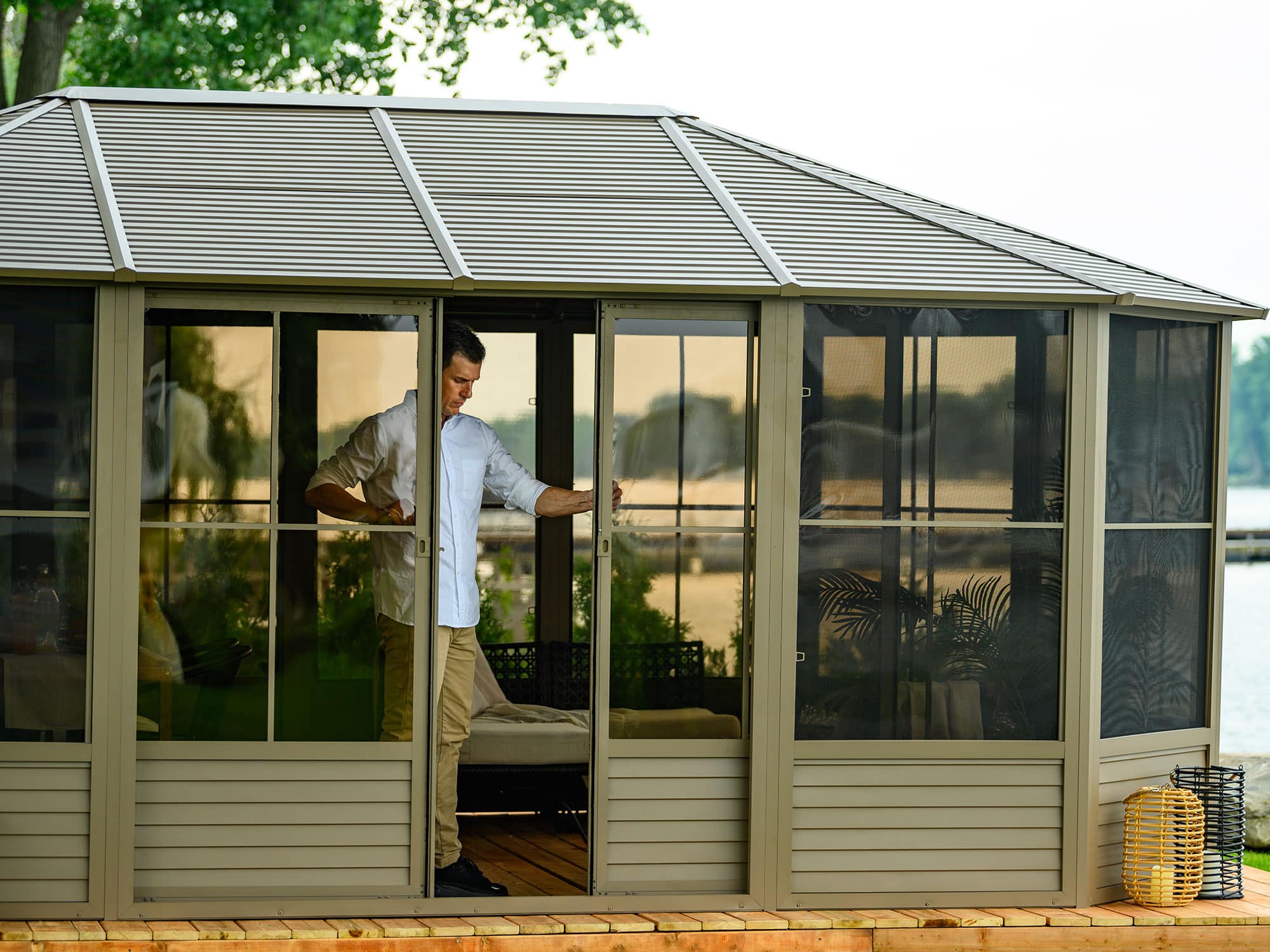 Florence Solarium with Metal Roof 12 Ft. x 18 Ft. Sand