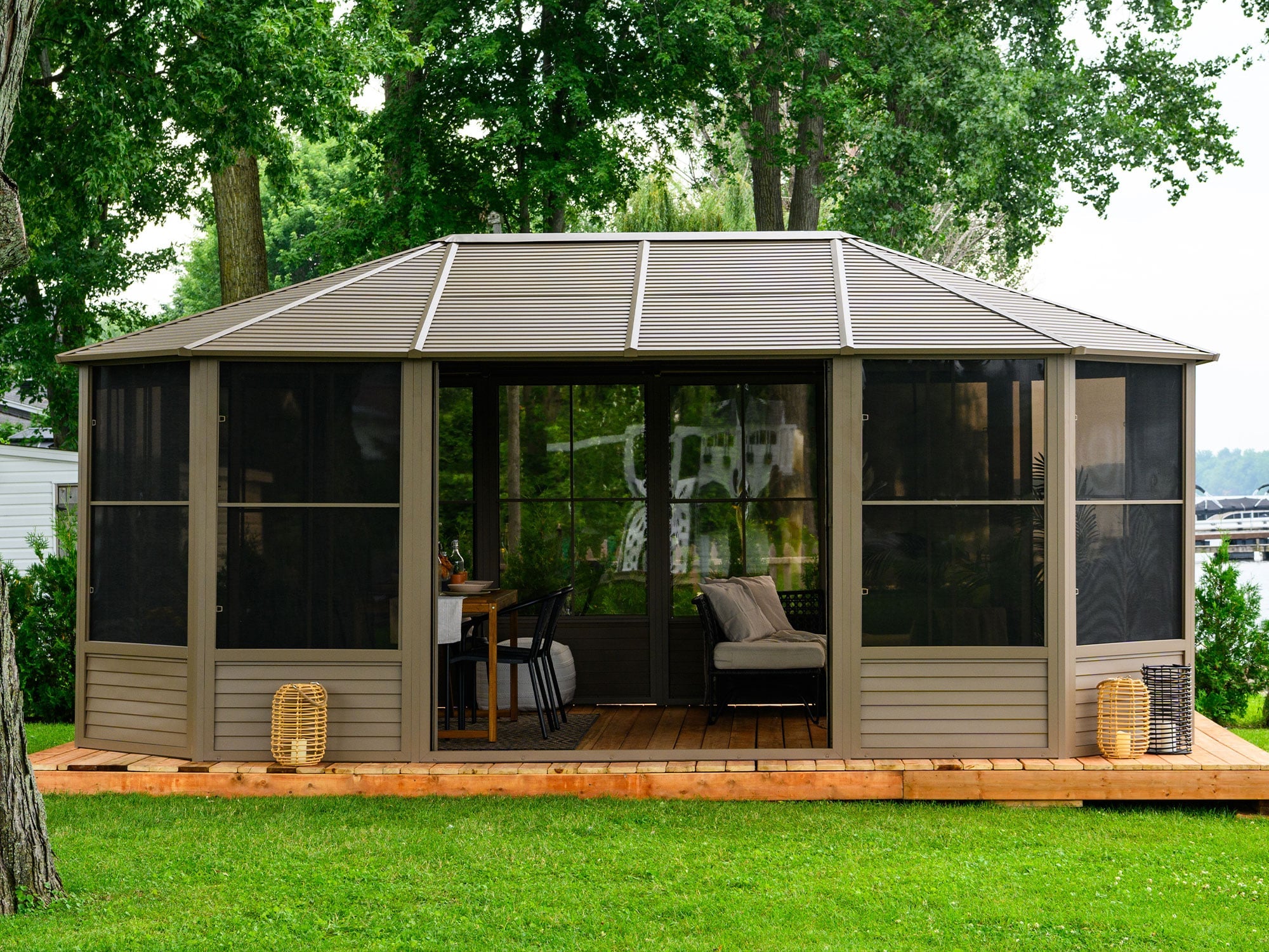 Florence Solarium with Metal Roof 12 Ft. x 18 Ft. Sand